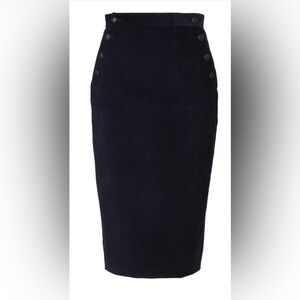 MaxMara Navy Blue Cotton Corduroy Velvet Pencil Skirt.